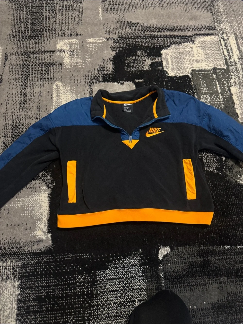Nike Black and Blue Quarter-Zip Pullover with Orange Trim